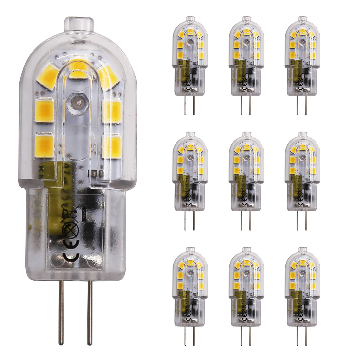 Lumina G4 LED Bulb – 2W Bi-Pin LED Light Bulb Landscape Lighting Bulb, Non-dimmable, Shatterproof, Dustproof – AC/DC 12 Volt, 3000K Warm White, 190 Lumens – 15W Halogen Bulb Equivalent (10 Pack)