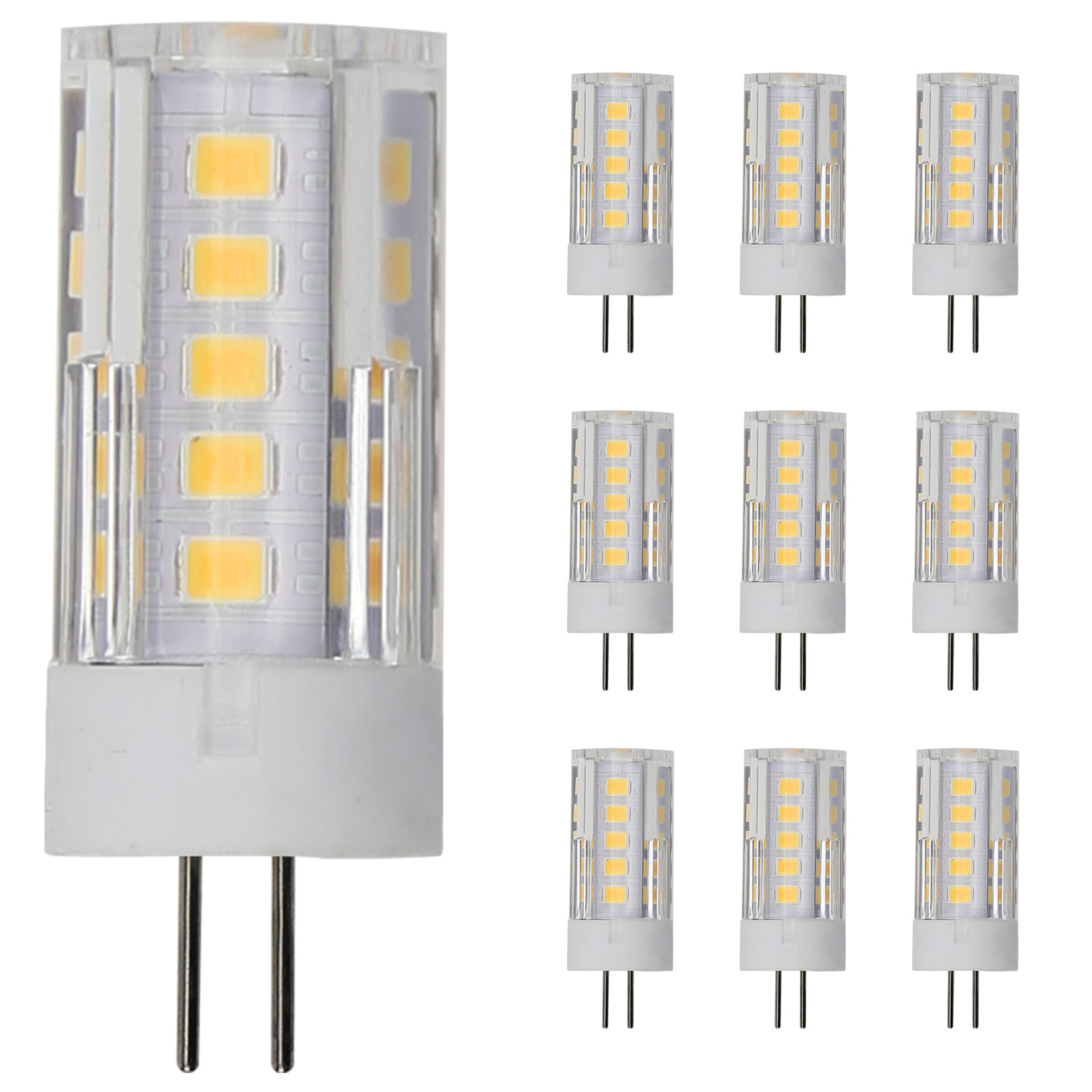 Lumina G4 LED Bulb – 3W Bi-Pin LED Light Bulb Landscape Lighting Bulb, Non-dimmable, Shatterproof, Dustproof – AC/DC 12 Volt, 3000K Warm White, 260 Lumens – 25W Halogen Bulb Equivalent (10 Pack)